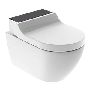 GEBERIT AQUACLEAN TUMA COMFORT závěsné WC s bidetovým sedátkem, SoftOpening, Rimless, KeraTect, bílá/černé sklo