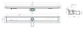 CONCEPT 50 sprchový žlab 985 mm, ke stěně, boční odtok pr. 50 mm, bez roštu, nerez ocel 413964 Technický nákres