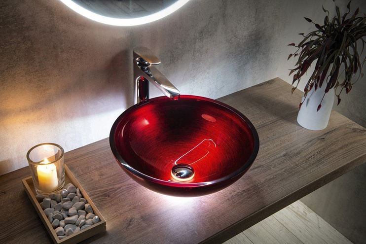 SAPHO MURANO umyvadlová mísa Rosso Impero 40 cm, bez přepadu, sklo, červená AL5318-63 Obrázek - fotka