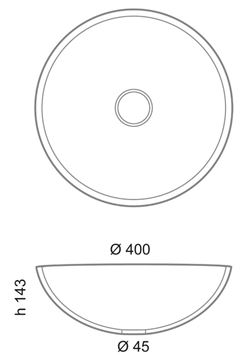 SAPHO MURANO umyvadlová mísa Wenge 40 cm, bez přepadu, sklo, měděná/stříbrná AL5318-66 Technický nákres