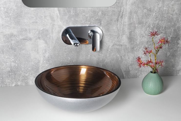SAPHO MURANO umyvadlová mísa Wenge 40 cm, bez přepadu, sklo, měděná/stříbrná AL5318-66 Obrázek - fotka