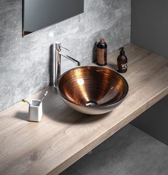 SAPHO MURANO umyvadlová mísa Wenge 40 cm, bez přepadu, sklo, měděná/stříbrná AL5318-66 Obrázek - fotka