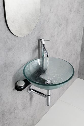 SAPHO BEAUTY umyvadlová mísa Ripple 42 cm, bez přepadu, sklo, čirá s dekorem 2501-18 Obrázek - fotka