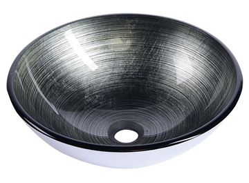 SAPHO BEAUTY umyvadlová mísa Damar 42 cm, bez přepadu, sklo, tmavě šedá/stříbrná