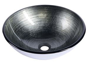 SAPHO BEAUTY umyvadlová mísa Damar 42 cm, bez přepadu, sklo, tmavě šedá/stříbrná