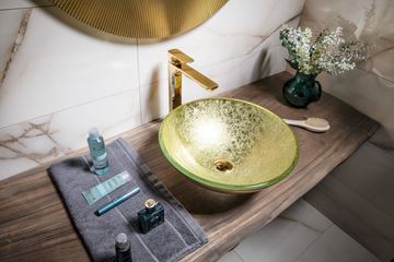 SAPHO BEAUTY umyvadlová mísa Shay 42 cm, bez přepadu, sklo, zlatá 2501-22 Obrázek - fotka