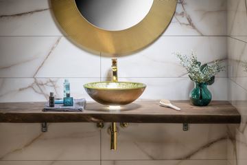 SAPHO BEAUTY umyvadlová mísa Shay 42 cm, bez přepadu, sklo, zlatá 2501-22 Obrázek - fotka