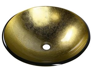 SAPHO BEAUTY umyvadlová mísa Shay 42 cm, bez přepadu, sklo, zlatá