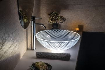 SAPHO BEAUTY umyvadlová mísa Puketa 42 cm, bez přepadu, sklo, čirá gravírovaná TY165 Obrázek - fotka