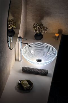 SAPHO BEAUTY umyvadlová mísa Puketa 42 cm, bez přepadu, sklo, čirá gravírovaná TY165 Obrázek - fotka