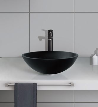 SAPHO BEAUTY umyvadlová mísa Telica 42 cm, bez přepadu, sklo, matná černá TY181B Obrázek - fotka