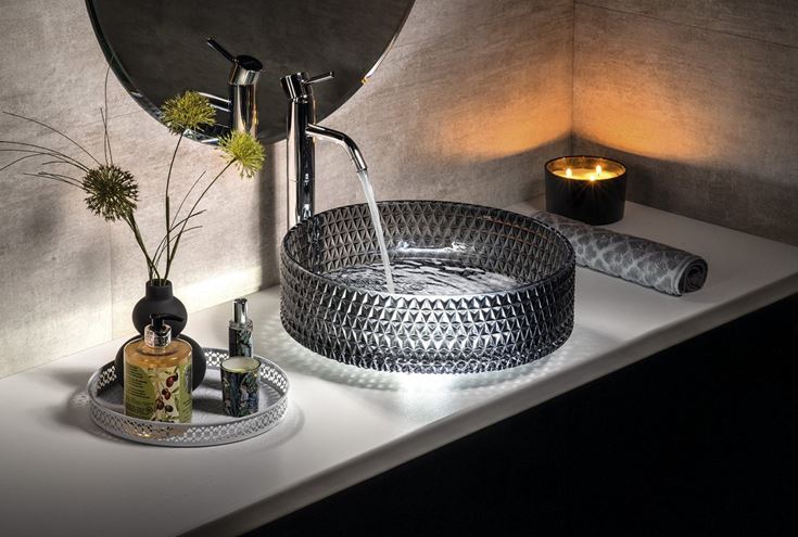 SAPHO BEAUTY umyvadlo na desku Maragua 39,5 cm, bez přepadu, sklo, černá gravírovaná  TY214 Obrázek - fotka