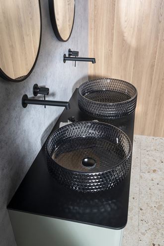 SAPHO BEAUTY umyvadlo na desku Maragua 39,5 cm, bez přepadu, sklo, černá gravírovaná  TY214 Obrázek - fotka