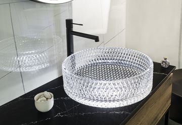 SAPHO BEAUTY umyvadlo na desku Maragua 39,5 cm, bez přepadu, sklo, čirá gravírovaná TY214CL Obrázek - fotka