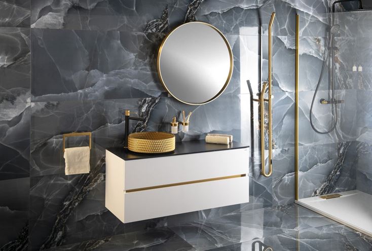 SAPHO BEAUTY umyvadlo na desku Maragua 39,5 cm, bez přepadu, sklo, zlatá gravírovaná TY214Z Obrázek - fotka