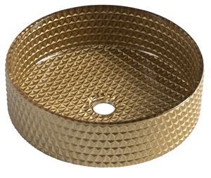 SAPHO BEAUTY umyvadlo na desku Maragua 39,5 cm, bez přepadu, sklo, zlatá gravírovaná