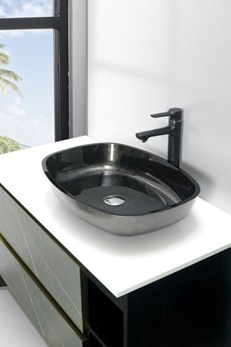 SAPHO BEAUTY umyvadlo na desku Kvaore 54 cm, bez přepadu, sklo, černá TY220 Obrázek - fotka