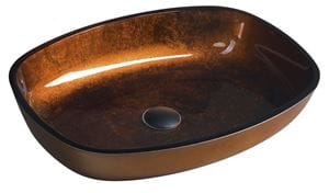 SAPHO BEAUTY umyvadlo na desku Kvaore 54 cm, bez přepadu, sklo, měděná