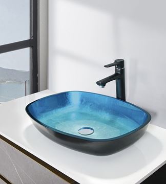SAPHO BEAUTY umyvadlo na desku Kvaore 54 cm, bez přepadu, sklo, modrá TY224 Obrázek - fotka