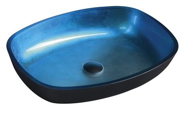 SAPHO BEAUTY umyvadlo na desku Kvaore 54 cm, bez přepadu, sklo, modrá