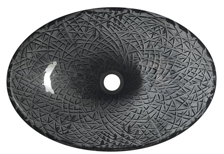 SAPHO BEAUTY umyvadlová mísa Purus 50 cm, bez přepadu, sklo, černá gravírovaná TY305SG Obrázek - fotka