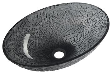 SAPHO BEAUTY umyvadlová mísa Purus 50 cm, bez přepadu, sklo, černá gravírovaná