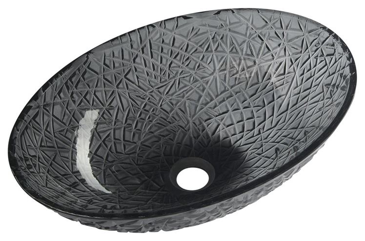 SAPHO BEAUTY umyvadlová mísa Purus 50 cm, bez přepadu, sklo, černá gravírovaná TY305SG Obrázek - Hlavní obrázek