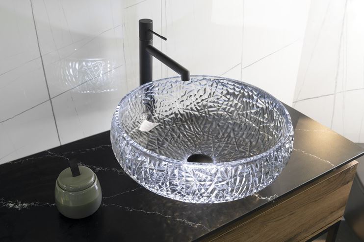 SAPHO BEAUTY umyvadlová mísa Gaviota 42 cm, bez přepadu, sklo, černá gravírovaná TY306 Obrázek - fotka