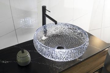 SAPHO BEAUTY umyvadlová mísa Gaviota 42 cm, bez přepadu, sklo, černá gravírovaná TY306 Obrázek - fotka