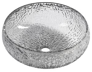 SAPHO BEAUTY umyvadlová mísa Gaviota 42 cm, bez přepadu, sklo, černá gravírovaná