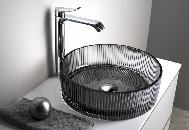 SAPHO BEAUTY umyvadlová mísa Anhelo 40 cm, bez přepadu, sklo, černá gravírovaná TY317B Obrázek - fotka