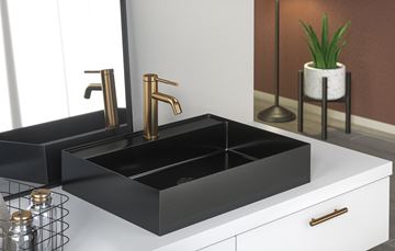 SAPHO AURUM umyvadlo na desku 55 cm, s otvorem pro baterii, bez přepadu, nerez, gun metal AU102 Obrázek - fotka
