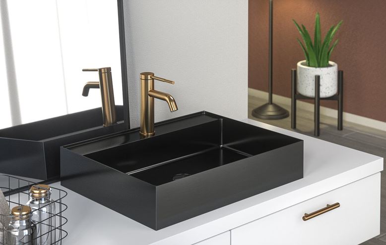 SAPHO AURUM umyvadlo na desku 55 cm, s otvorem pro baterii, bez přepadu, nerez, gun metal AU102 Obrázek - fotka