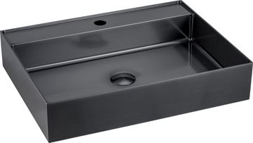 SAPHO AURUM umyvadlo na desku 55 cm, s otvorem pro baterii, bez přepadu, nerez, gun metal