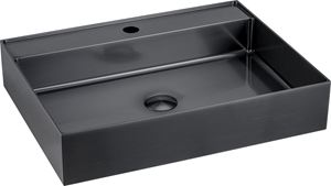 SAPHO AURUM umyvadlo na desku 55 cm, s otvorem pro baterii, bez přepadu, nerez, gun metal