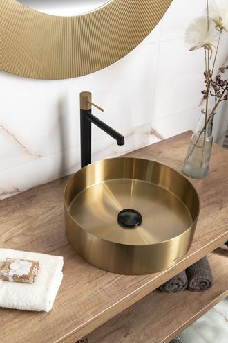 SAPHO AURUM umyvadlová mísa 38 cm, bez přepadu, nerez, matná zlatá AU201 Obrázek - fotka