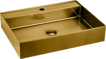 SAPHO AURUM umyvadlo na desku 55 cm, s otvorem pro baterii, bez přepadu, nerez, matná zlatá