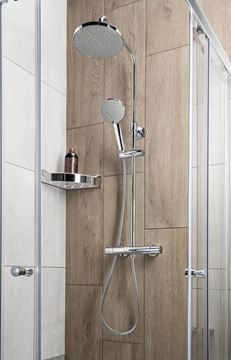 AQUALINE LIGA sprchový set s termostatickou baterií, horní sprcha, ruční sprcha se 3 proudy, teleskopická  tyč, hadice, chrom SL533 Obrázek - fotka