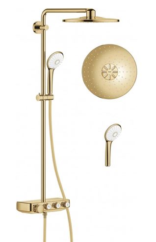 GROHE EUPHORIA SMARTCONTROL SYSTEM 310 DUO sprchový set s termostatickou baterií, horní sprcha, ruční sprcha se 3 proudy, tyč, hadice, cool sunrise 26507GL0 Obrázek - fotka