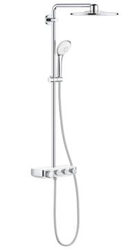 GROHE EUPHORIA SMARTCONTROL SYSTEM 310 DUO sprchový set s termostatickou baterií, horní sprcha, ruční sprcha se 3 proudy, tyč, hadice, měsíční bílá/chrom