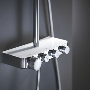 GROHE EUPHORIA SMARTCONTROL SYSTEM 310 DUO sprchový set s termostatickou baterií, horní sprcha, ruční sprcha se 3 proudy, tyč, hadice, měsíční bílá/chrom 26507LS0 Obrázek - fotka