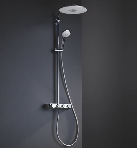 GROHE EUPHORIA SMARTCONTROL SYSTEM 310 DUO sprchový set s termostatickou baterií, horní sprcha, ruční sprcha se 3 proudy, tyč, hadice, měsíční bílá/chrom 26507LS0 Obrázek - fotka