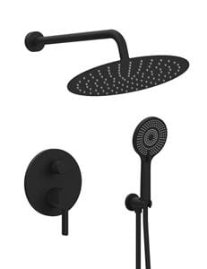 SAPHO ICONIC sprchový set s podomítkovou baterií, horní sprcha, ruční sprcha se 3 proudy, hadice, držák, matná černá