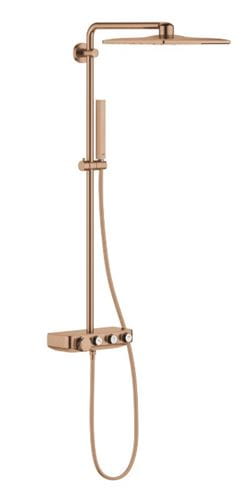 GROHE EUPHORIA SMARTCONTROL SYSTEM 310 CUBE DUO sprchový set s termostatickou baterií, horní sprcha se 2 proudy, ruční sprcha, tyč, hadice, kartáčovaný warm sunset 26508DL0 Obrázek - Hlavní obrázek