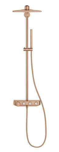 GROHE EUPHORIA SMARTCONTROL SYSTEM 310 CUBE DUO sprchový set s termostatickou baterií, horní sprcha se 2 proudy, ruční sprcha, tyč, hadice, kartáčovaný warm sunset 26508DL0 Obrázek - fotka