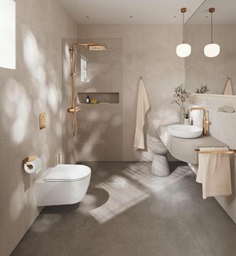 GROHE EUPHORIA SMARTCONTROL SYSTEM 310 CUBE DUO sprchový set s termostatickou baterií, horní sprcha se 2 proudy, ruční sprcha, tyč, hadice, kartáčovaný warm sunset 26508DL0 Obrázek - fotka