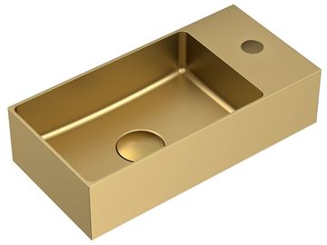 SAPHO AURUM umývátko 36,5 cm, s otvorem pro baterii, bez přepadu, nerez, PVD, matná zlatá