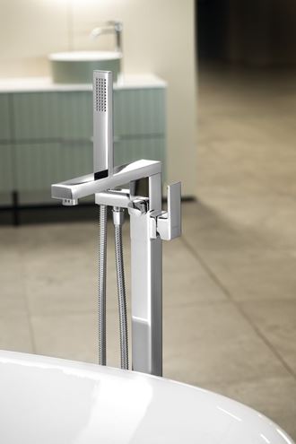 SAPHO CUBEMIX vanová baterie na podlahu, s přepínačem, se sprchovou soupravou, chrom CM021 Obrázek - fotka