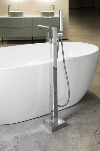 SAPHO CUBEMIX vanová baterie na podlahu, s přepínačem, se sprchovou soupravou, chrom CM021 Obrázek - fotka