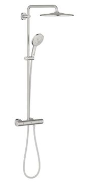 GROHE RAINSHOWER SMARTACTIVE 310 sprchový set s termostatickou baterií, horní sprcha, ruční sprcha se 3 proudy, tyč, hadice, Water Saving, supersteel